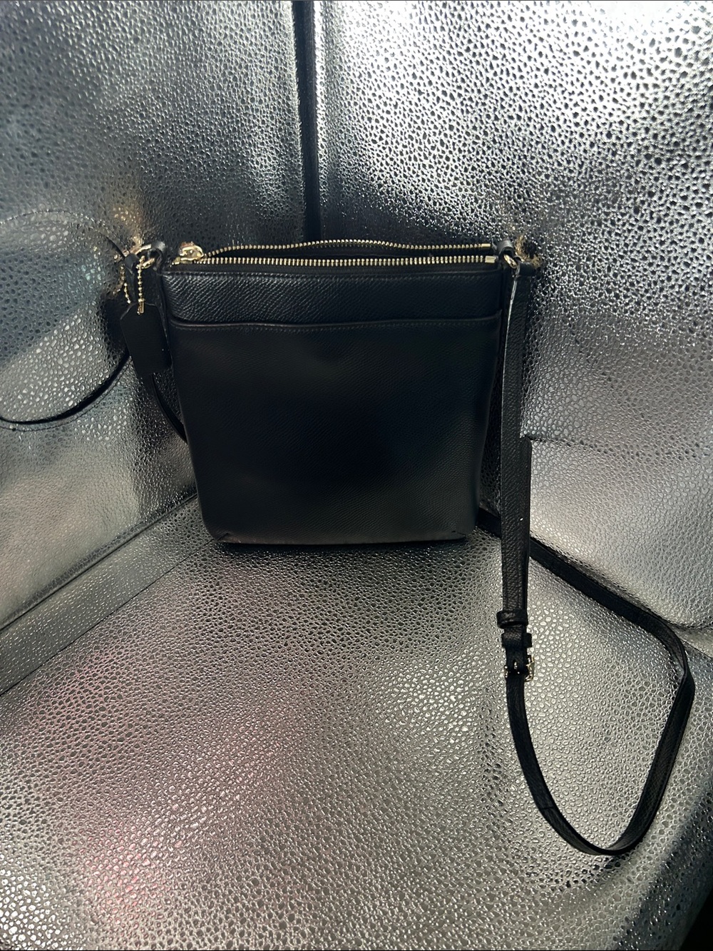 Coach Black Pebbled Leather Crossbody with Gold Hardware - Picture 3 of 5
